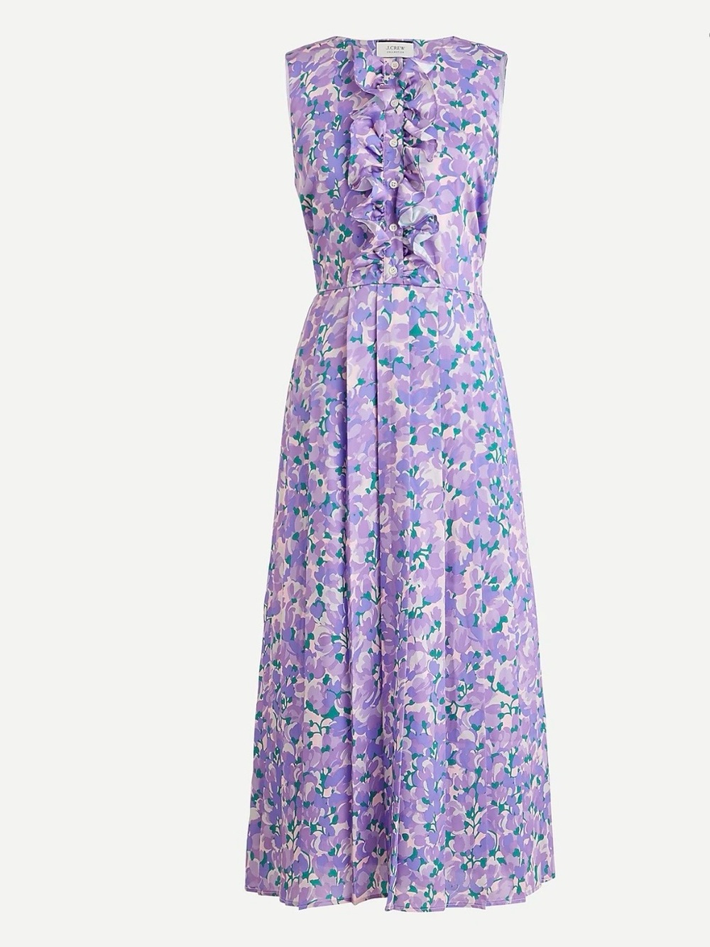 J. Crew Collection: Ratti Lilac Floral Pleated Midi Dress - Size 8